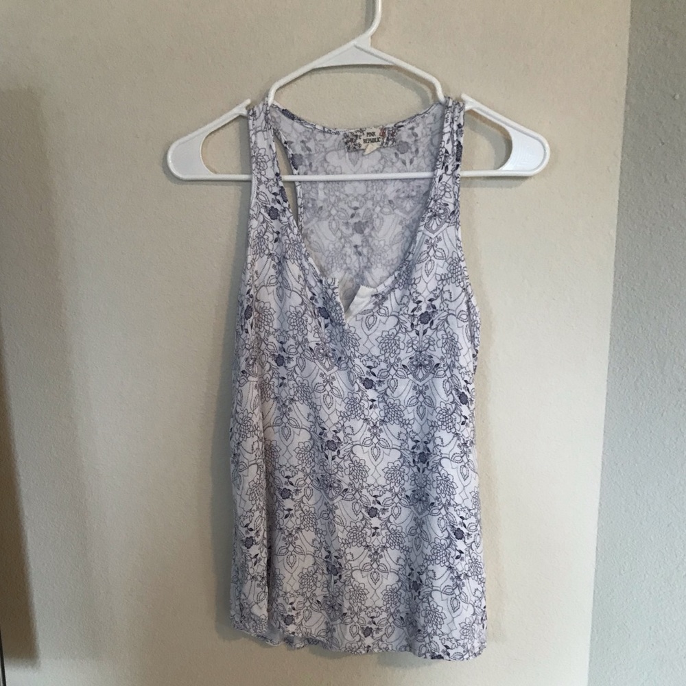 Blue and White Pink Republic Floral Tank Top